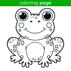 coloring page for kids cute frog wild animal vector illustration template design