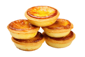 Egg tart custard Pastel de nata pastry on transparent background