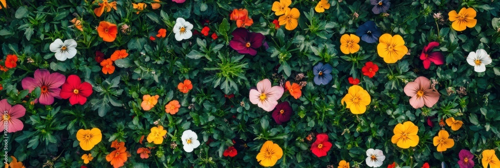 Poster a lush green meadow is adorned with a variety of colorful flowers, creating a stunning display of na