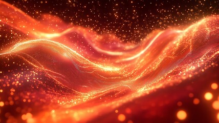 Glowing Energy Waves: Stunning Visualization of Particle Effects with Bright Illuminations in a Dynamic and Mesmerizing Flow of Light