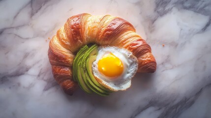 Obraz premium Vibrant Croissant with Avocado and Poached Egg