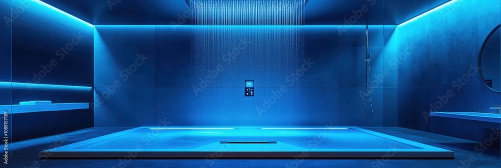 Aufkleber this sleek bathroom showcases an advanced shower system that allows users to control temperature wit