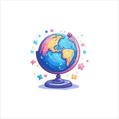 A Cartoon globe vector illustration on a white background. A Global Cartoon Icon Vector.