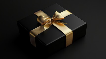 Black Gift Box with Golden Bow