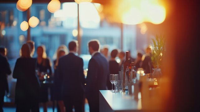 Blurred Silhouettes at a Social Gathering