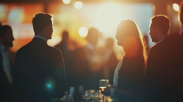 Silhouettes of People at a Cocktail Party