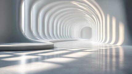 Naklejka premium Light Beams in Clean White Podium Space