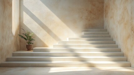 Fototapeta premium Bright Podium with Sunlight Beams in Minimalist Space