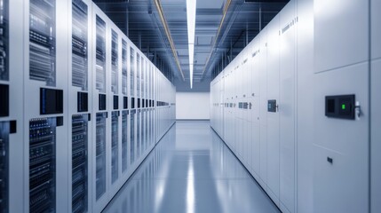 Obraz premium A high-tech AI-powered smart energy storage system, clean residential setting with advanced batteries and real-time energy usage analytics, Energy style