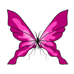 A pink butterfly with its wings spread wide.