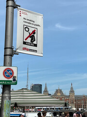 Obraz premium Amsterdam, Netherlands. June 23, 2023. A new road sign in Amsterdam.