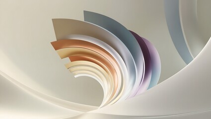 A sleek abstract design featuring soft, curving layers in pastel tones, creating a sense of depth and elegance. Perfect for modern backgrounds, creative projects, or minimalist designs.
