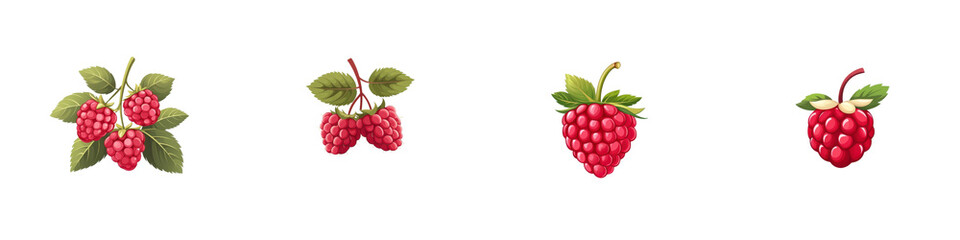 Flat style illustration of raspberry isolated on white background. Mix Collection Png.
