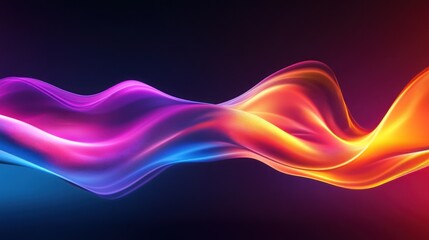 Abstract vibrant wave flowing with blue, pink, and orange colors on a dark background.