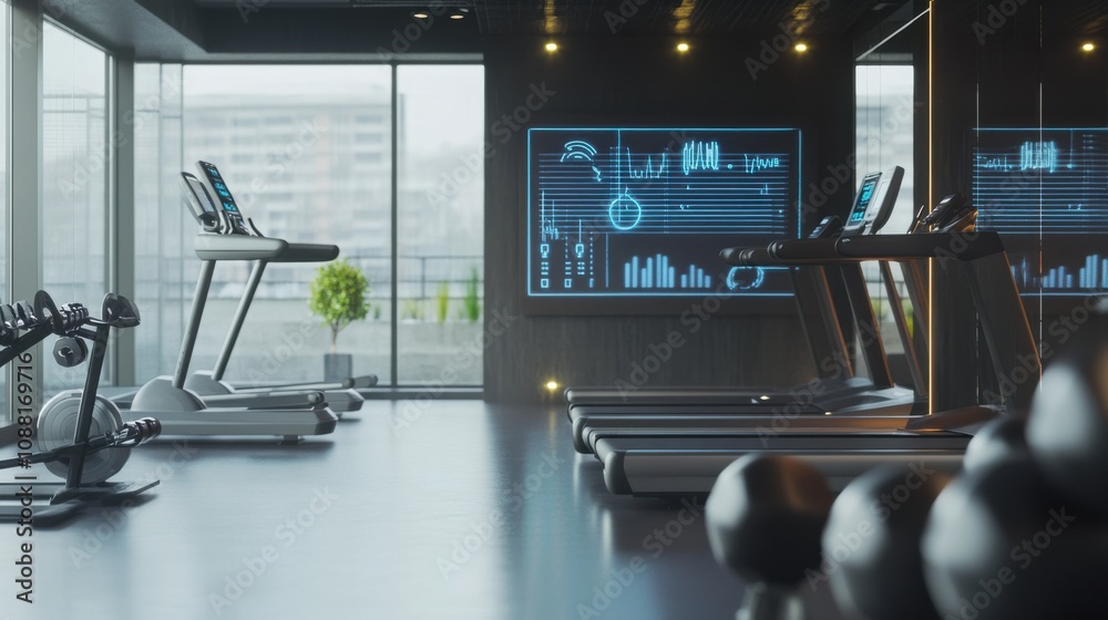 Leinwandbilder a high-tech ai-powered smart health monitoring system for fitness, modern gym environment with integ