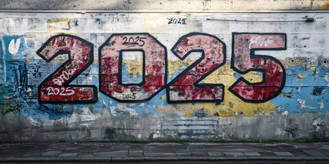 壁に描かれた2025年のグラフィティアート