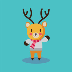 Cute Flat design Christmas Animal.