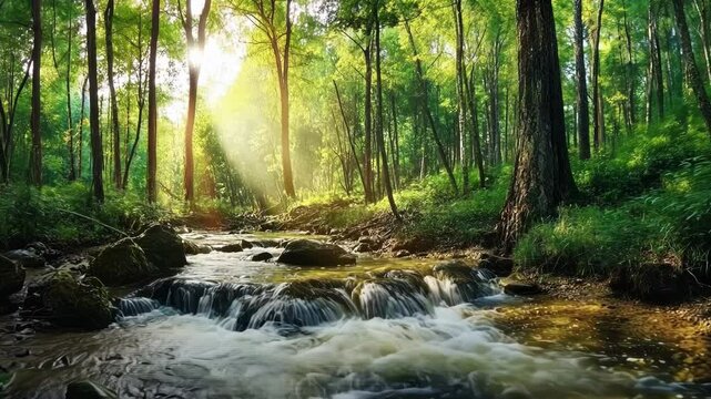 Sunlit Forest Stream