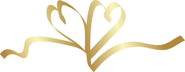 Heart shape golden ribbons, love, valentine, celebration