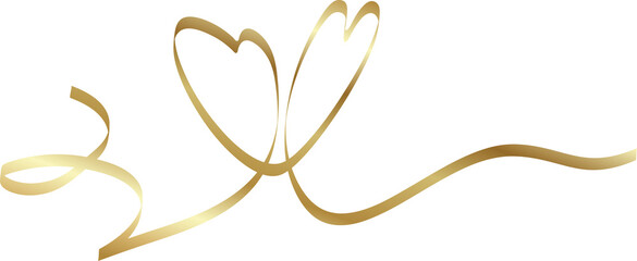Heart shape golden ribbons, love, valentine, celebration