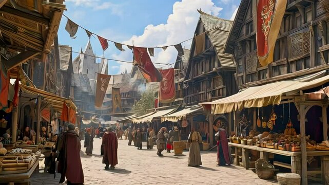 Medieval Market Town: 4K Ultra HD Animation 