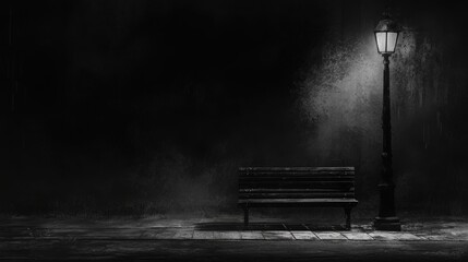 A deserted street corner, the only sound the distant hum of traffic, as an empty bench beneath a flickering streetlamp makes me feel isolated and alone