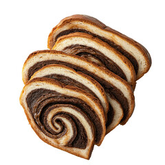 Freshly sliced chocolate swirl bread with rich layers of cocoa