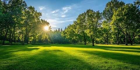 Obraz premium Sunny Green Park Landscape