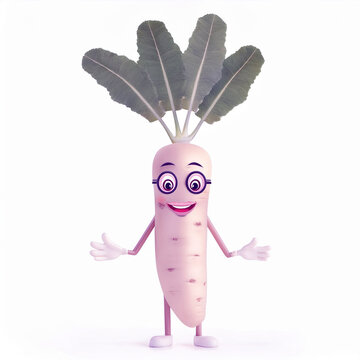 recommend clip art: Happy Cartoon Radish Character with Glasses, Smiling and Welcoming