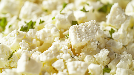 Soft, Grainy Feta Cheese Crumbled into Salad for Texture.