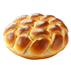 Freshly baked challah bread with golden, glossy crust