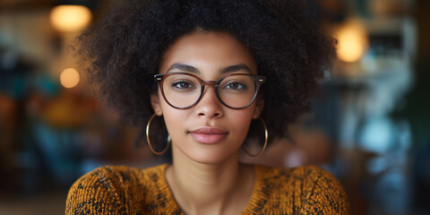  woman wearing glasses smiles forcamera