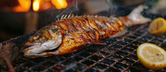 Grilled Saba Fish on Charcoal