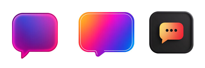 Fototapeta premium Set of a speech bubble icon with rounded corners, isolated on a transparent background.