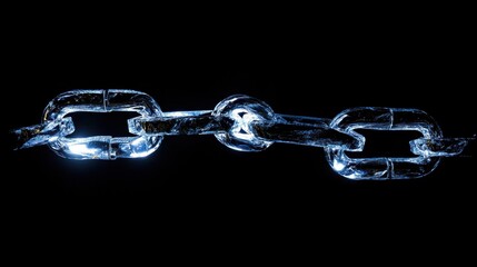 Illuminated Link in Broken Chain Signifying Resilience and Strength Isolated on Dark Background