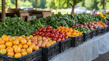 Fresh Farm Market Produce Tomatoes Apricots Herbs Plums