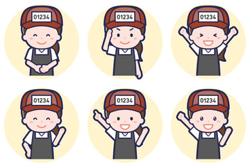 魚屋の女性のポーズセット_01