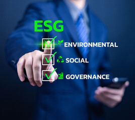 ESG The concept of helping the world Sustainable corporate development Environmental and social accounting ESG concept of environment, society and governance