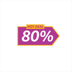 Hot Deal 80 percent Off Purple and Yellow Discount Arrow Badge