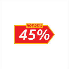 Hot Deal 45 percent Off Red and Yellow Arrow Discount Badge