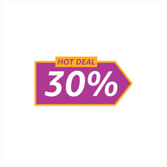 Hot Deal 20 percent Off Badge in Purple and Yellow for Discounts