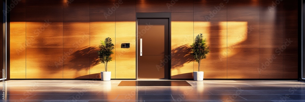 Leinwandbilder the entrance showcases smart security features like cameras, motion sensors, and a fingerprint scann