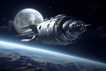 Fototapeta premium Spacecore .DieselPunk Aesthetics in Lunar Landscapes
