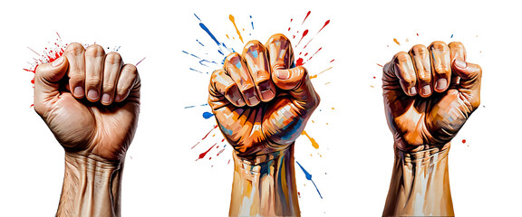 successful fist isolated on white background, png file, transparent background