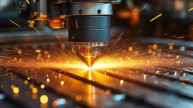 The fiber laser cutting machine cutting machine cut the metal plate. The hi-technology sheet metal manufacturing process by laser cutting machine. Generative ai