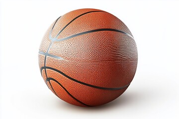 Obraz premium Close-up of a single orange basketball on white background.
