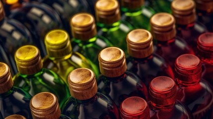 Close-up of Wine Bottles