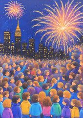 fireworks over city