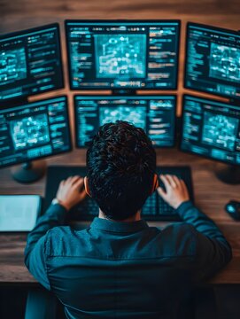 Programmer Working Late Night Coding