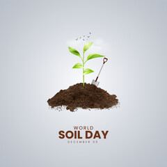  World Soil Day creative concept, World Soil Day creative design on December 5th. Environment day ads, 3d Illustration